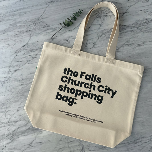 LOCALE Reusable Canvas Tote — Natural / Black — Printed in the USA