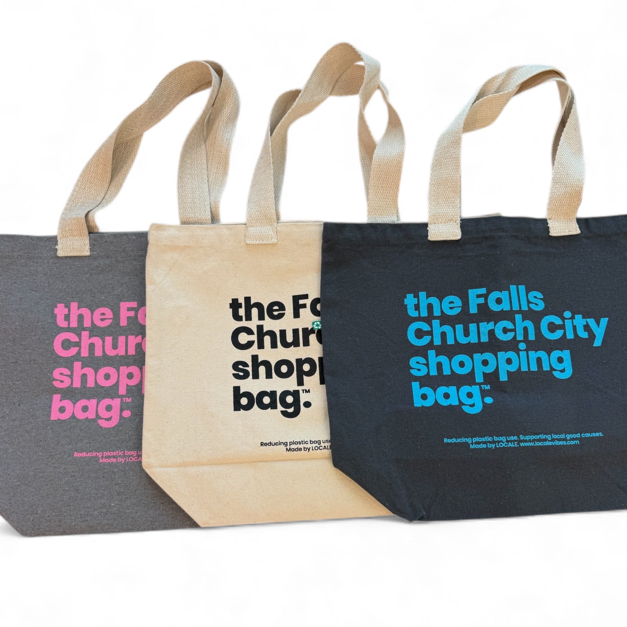 LOCALE Reusable Canvas Tote — Charcoal Grey / Azur Blue — Printed